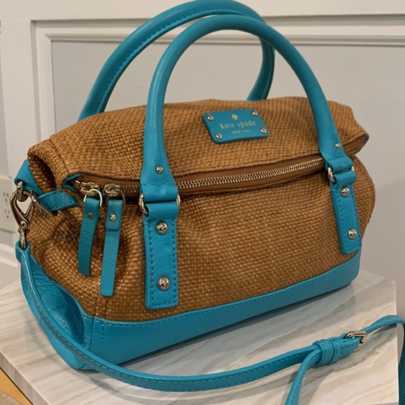 kate spade Handbags - Kate Spade Woven Straw Raffia & Leslie Fold Over Satchel EUC